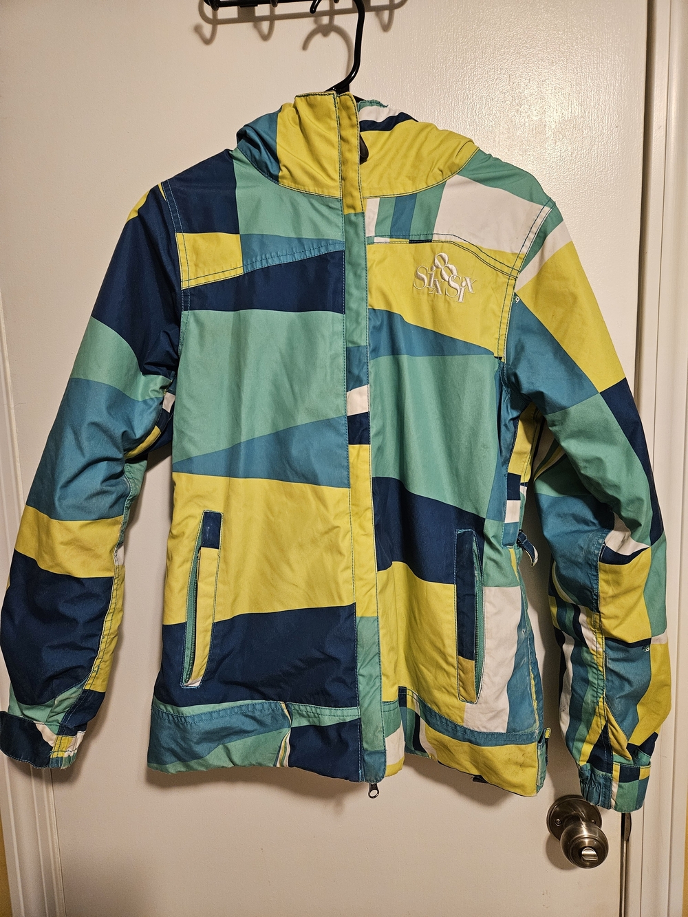 686 Women's Colorblock Ski Jacket in Teal, Navy & Yellow